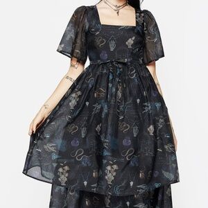 Disturbia Maudeline Victoriana Print Layered Organza Midaxi Dress Size 8